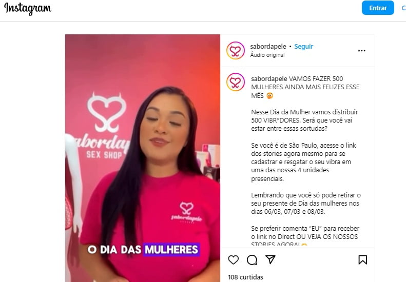 Na campanha do Dia das Mulheres é possível resgatar gratuitamente um mimo especial.