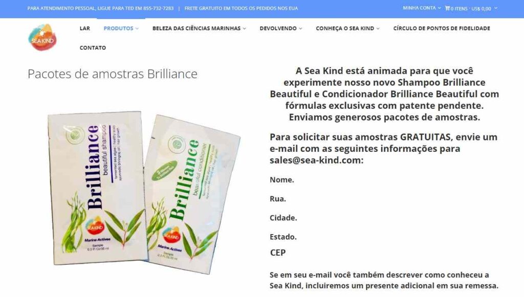 Veja como receber amostras internacionais no site da Sea Kind