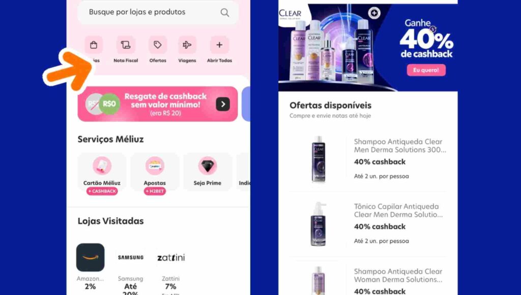 Adquira seus produtos Clear e economize dinheiro com cashback
