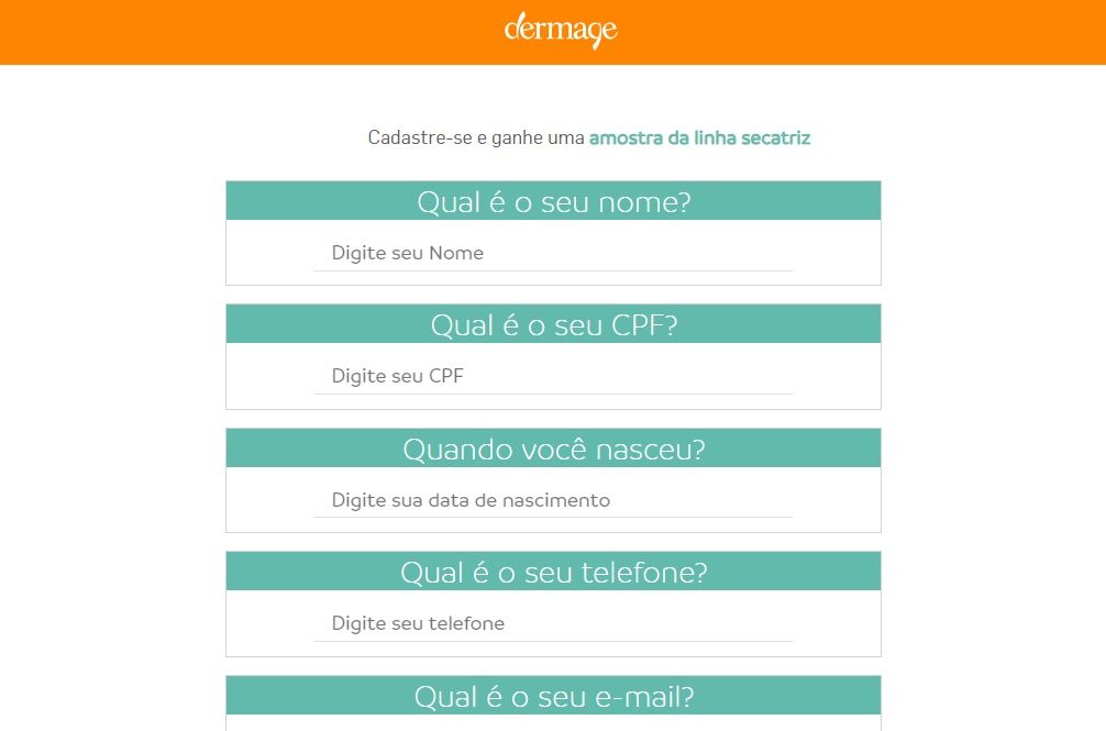 Imagem do formulário de inscrição