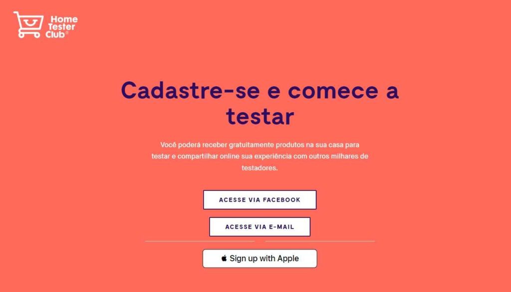 Faça sua Inscrição no site do Home Tester Club