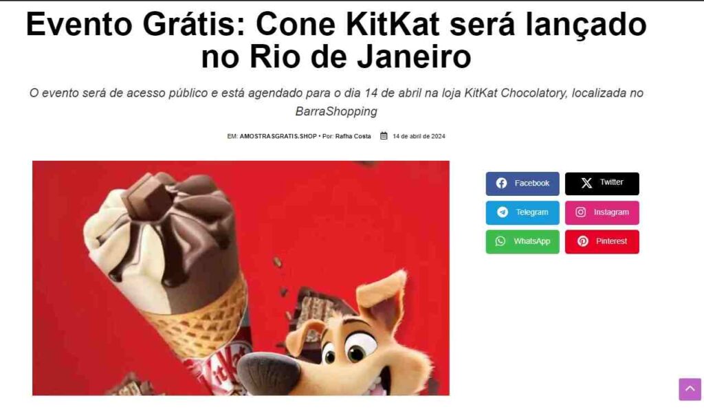 Campanha exclusiva divulgada no site Amostras Grátis Shop