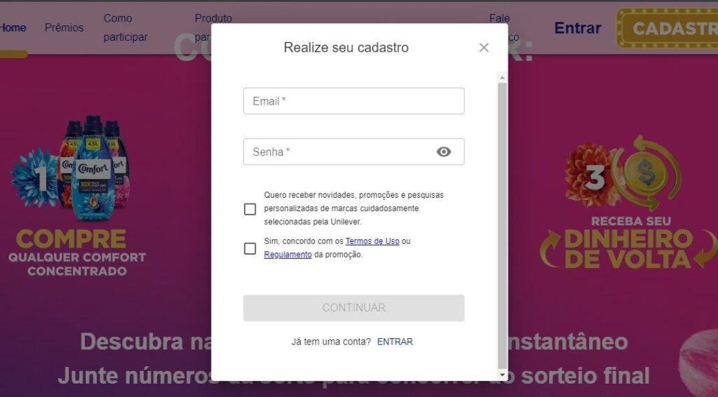 Campanha Comfort Concentrado com Cashback