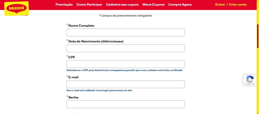 Faça seu cadastro na promoção da Maggi