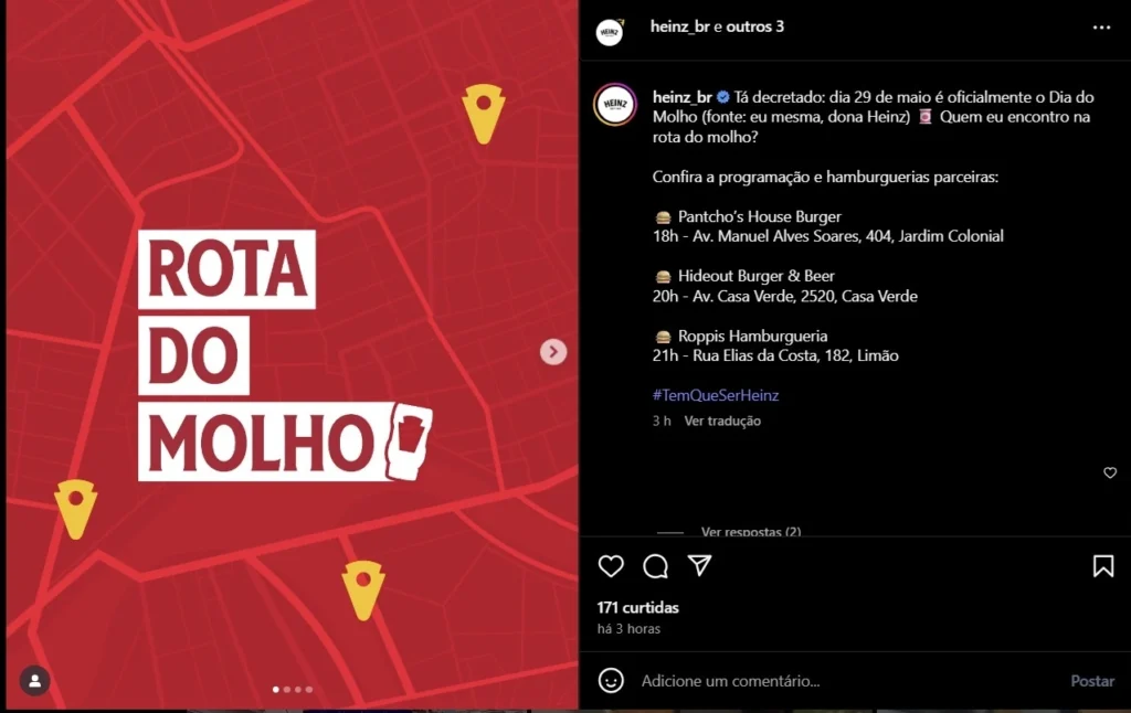 Foto com informações sobre a ação retirada do Instagram oficial da marca