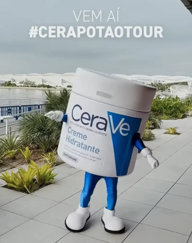 Mascote da CeraVe no Aeroporto do Rio de Janeiro