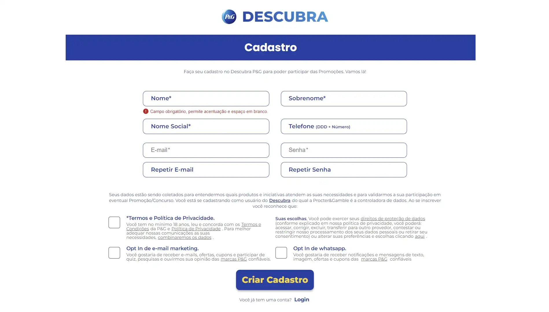 Formulário de Cadastro