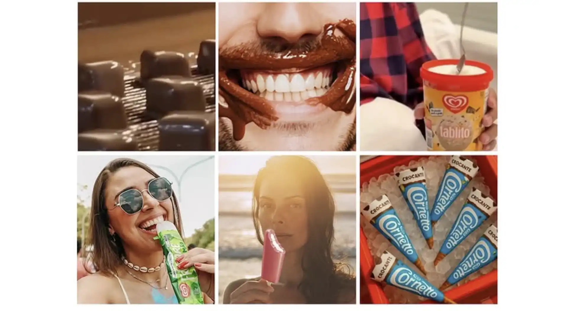 Mosaico de 6 imagens de produtos Kibon.