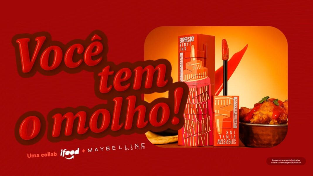 Publicidade da colaboração iFood + Maybelline com a frase 