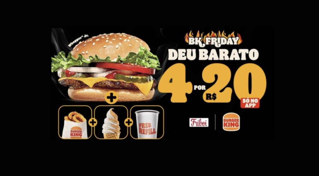 Anúncio do BK Friday (Burger King Black Friday) com a promoção 