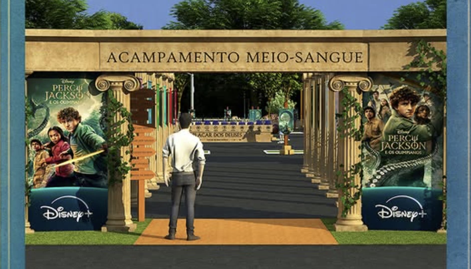 Show de luzes e projeção aquática no lago do Parque Ibirapuera para promover a série "Percy Jackson e os Olimpianos" da Disney.