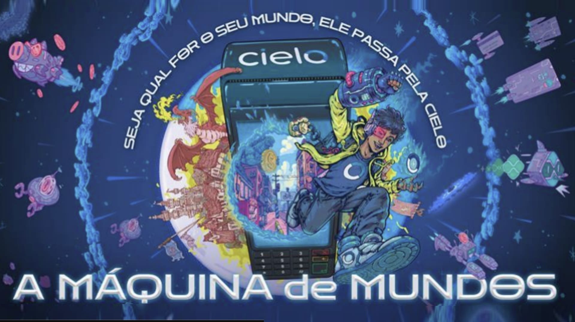 Ilustração de fantasia digital sobre uma máquina Cielo.