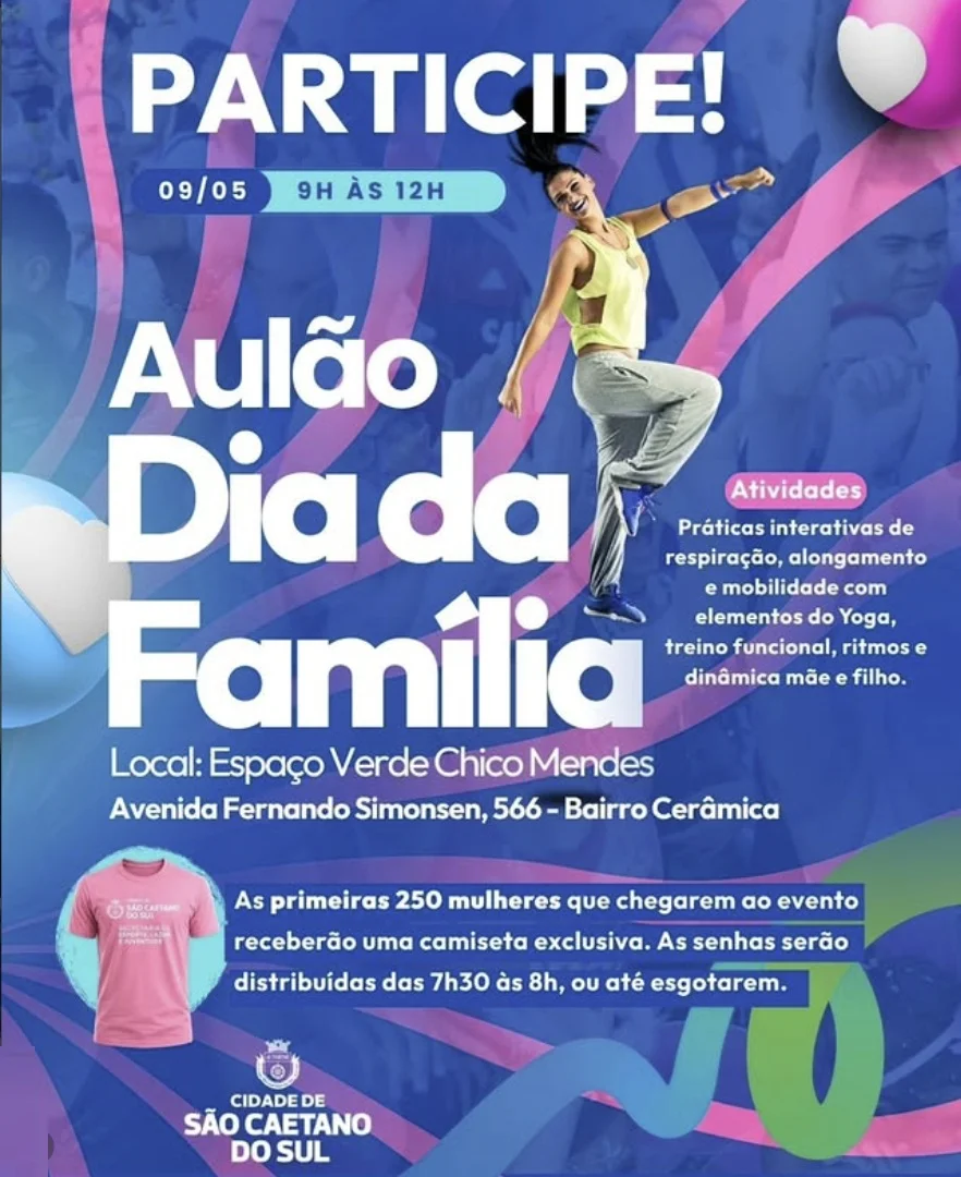 Programação de atividades físicas no Espaço Verde Chico Mendes, em São Caetano do Sul.