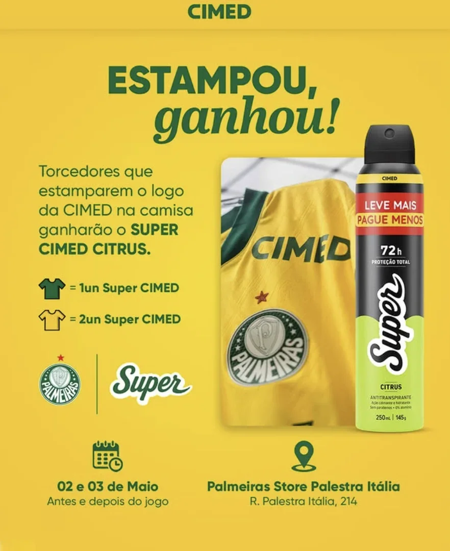 Um cartaz promocional vertical com fundo amarelo brilhante. No topo, o texto em verde diz: 