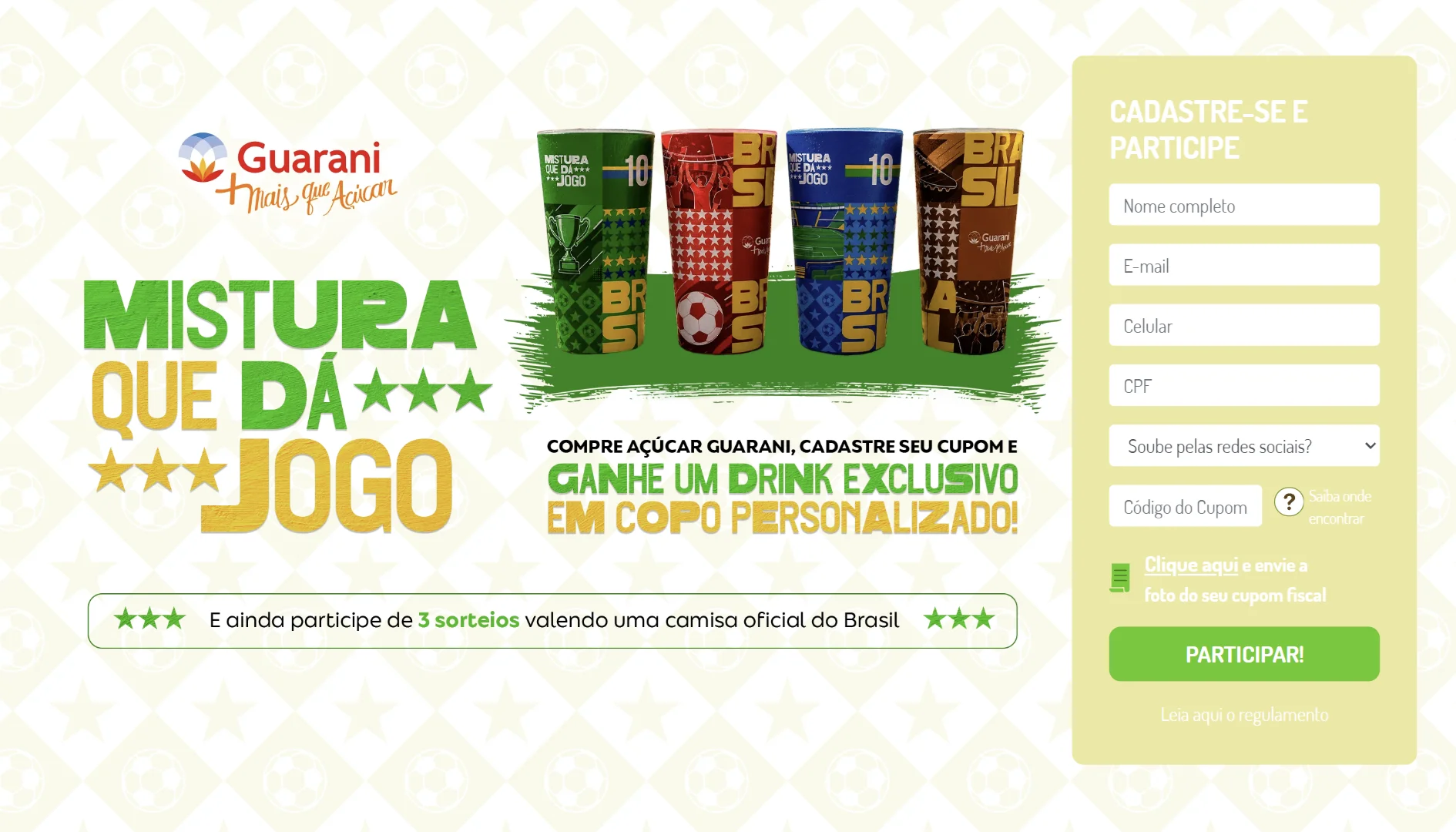 Página de cadastro da campanha