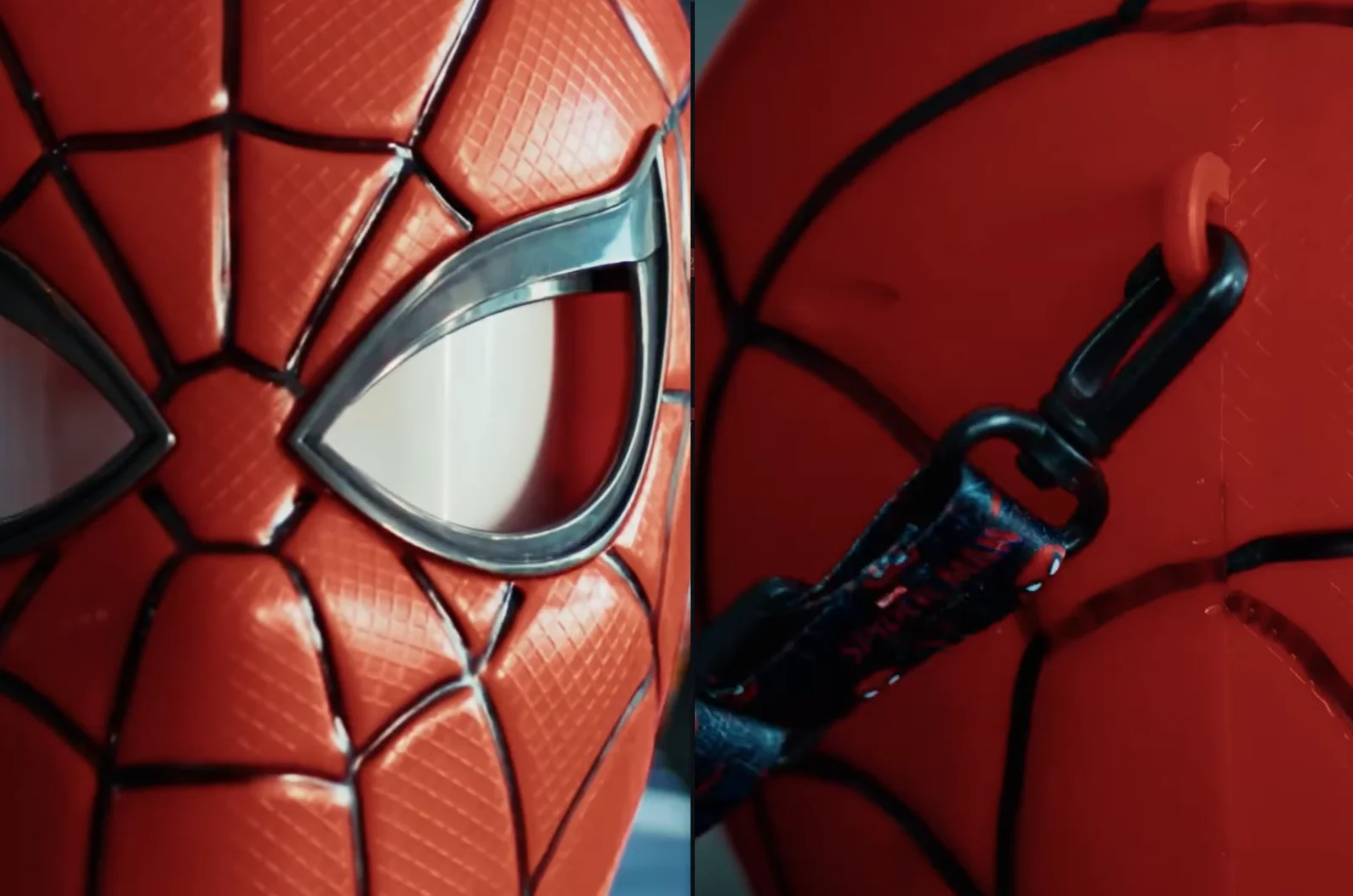 Sequência mostra o balde do Homem-Aranha da Cinépolis, os olhos retráteis e o compartimento para pipoca aberto.