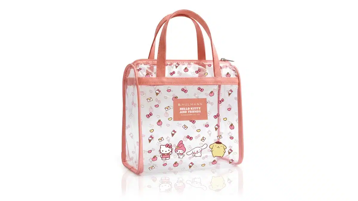 Bolsa transparente exclusiva da coleção B. Hulmann Hello Kitty and Friends com estampa dos personagens da Sanrio.