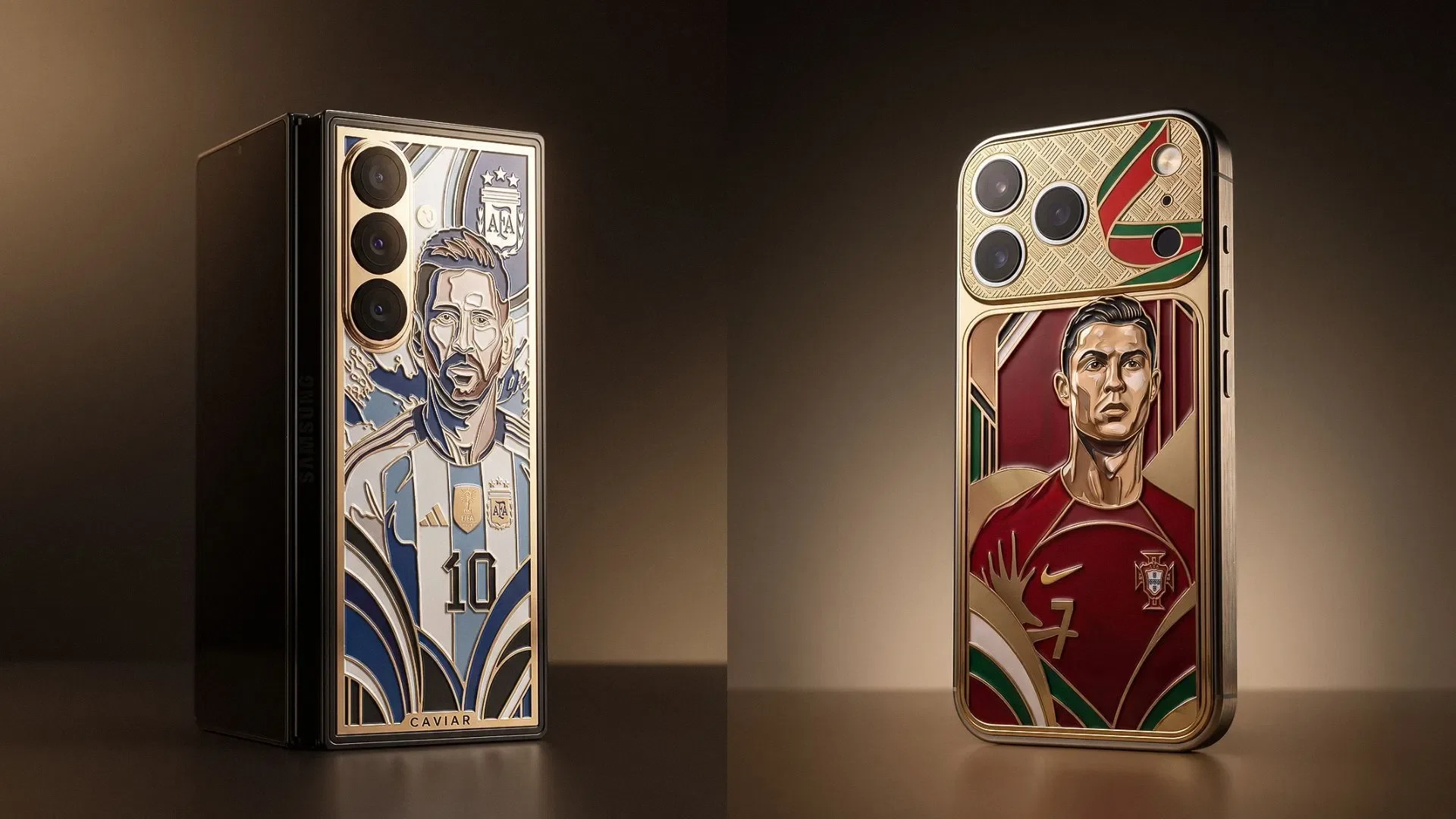 Caviar Lan a Celulares De Ouro De Messi E Cristiano Ronaldo