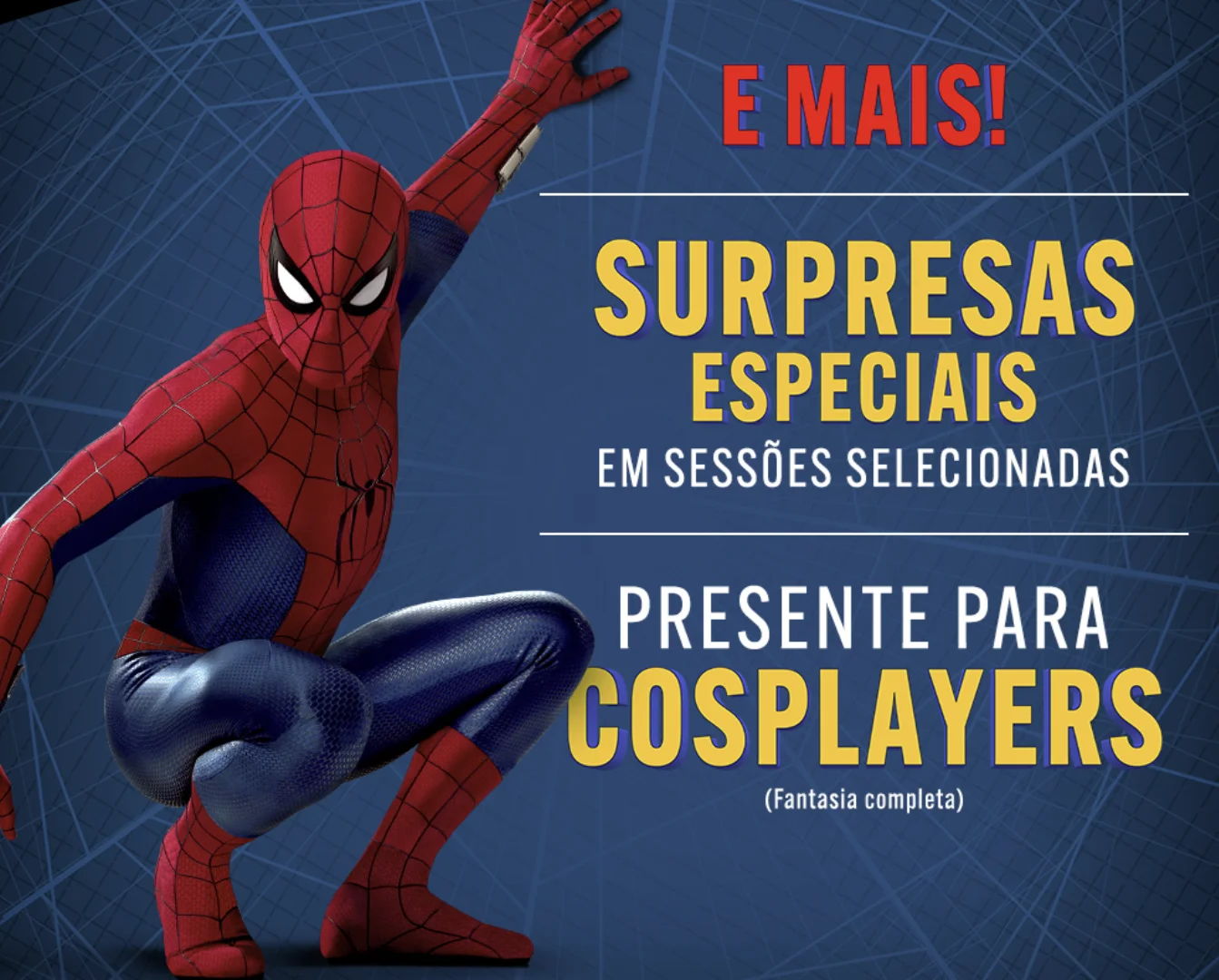 Arte promocional do UCI Fan Event informa brindes para cosplayers durante a estreia de Homem-Aranha: Um Novo Dia