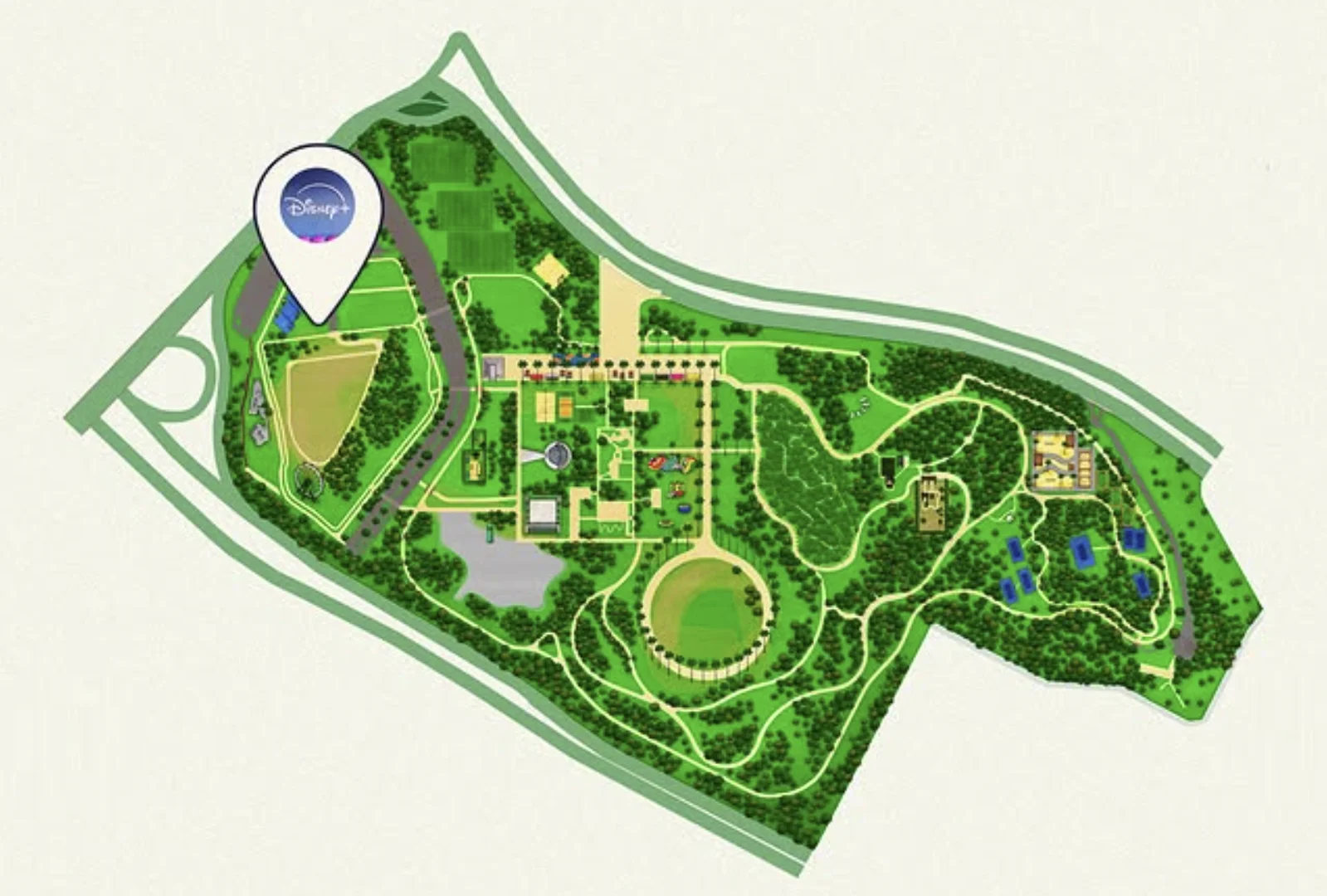 Mapa indica a localização da experiência Sou Luna no Parque Villa-Lobos, em São Paulo.