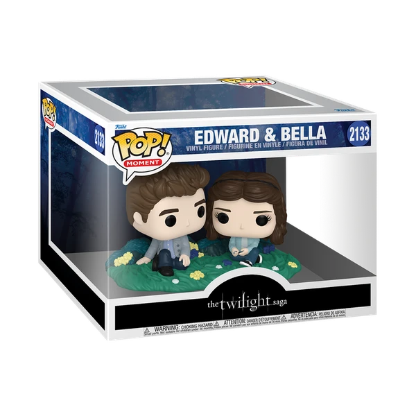 Funko Pop Moment de Edward e Bella de Crepúsculo na embalagem.