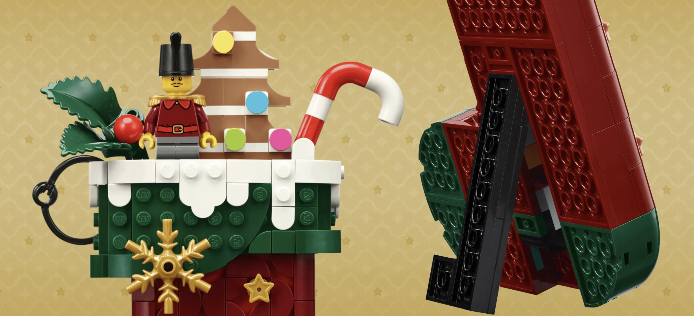 Detalhes do LEGO Christmas Stocking com soldadinho e suporte