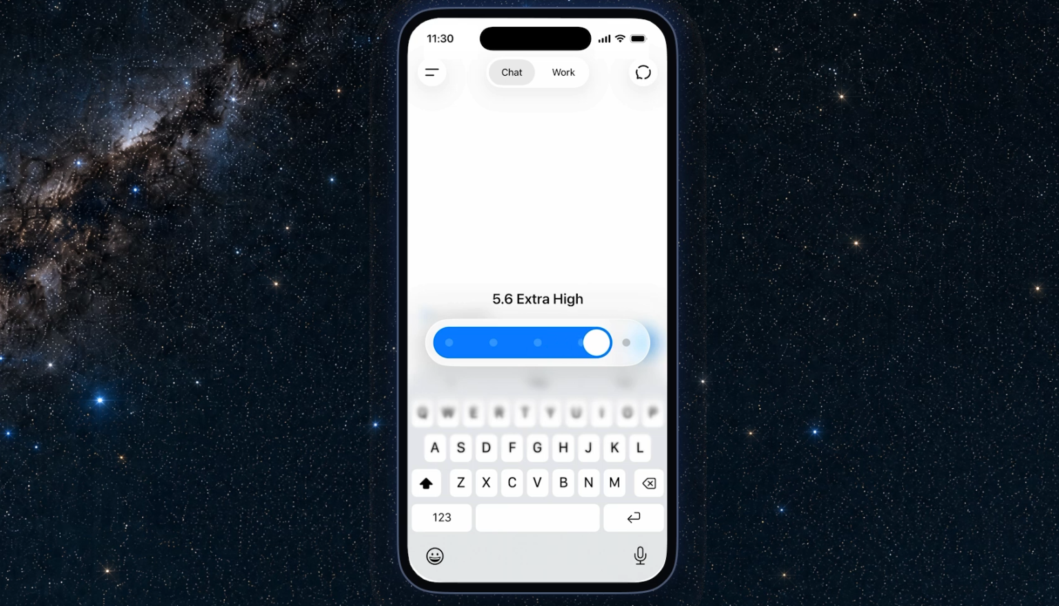 ChatGPT mostra controle de nível de raciocínio no celular.