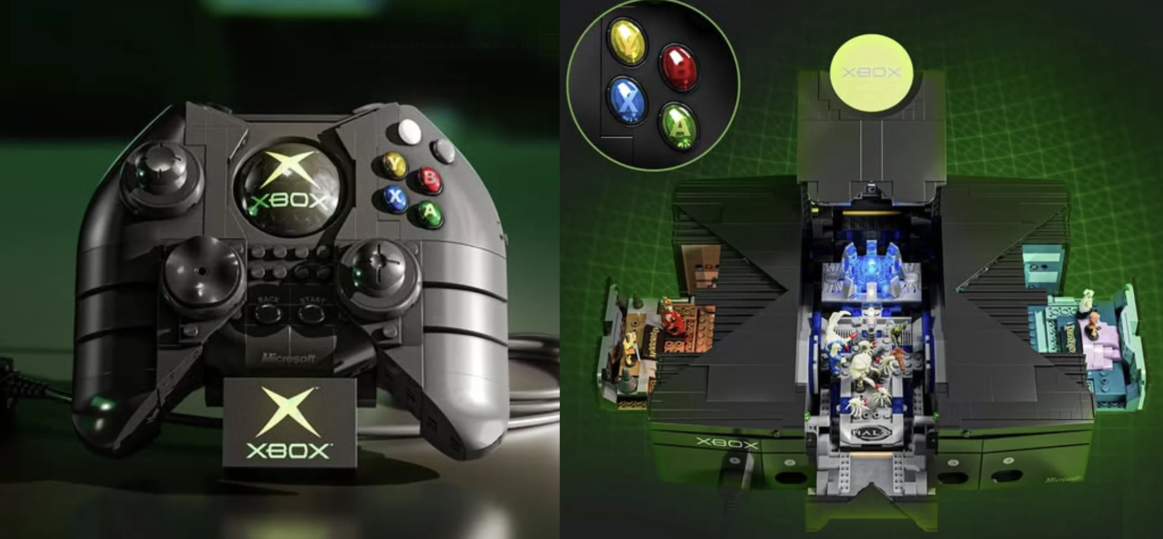 Controle Duke e interior do Xbox recriados em blocos