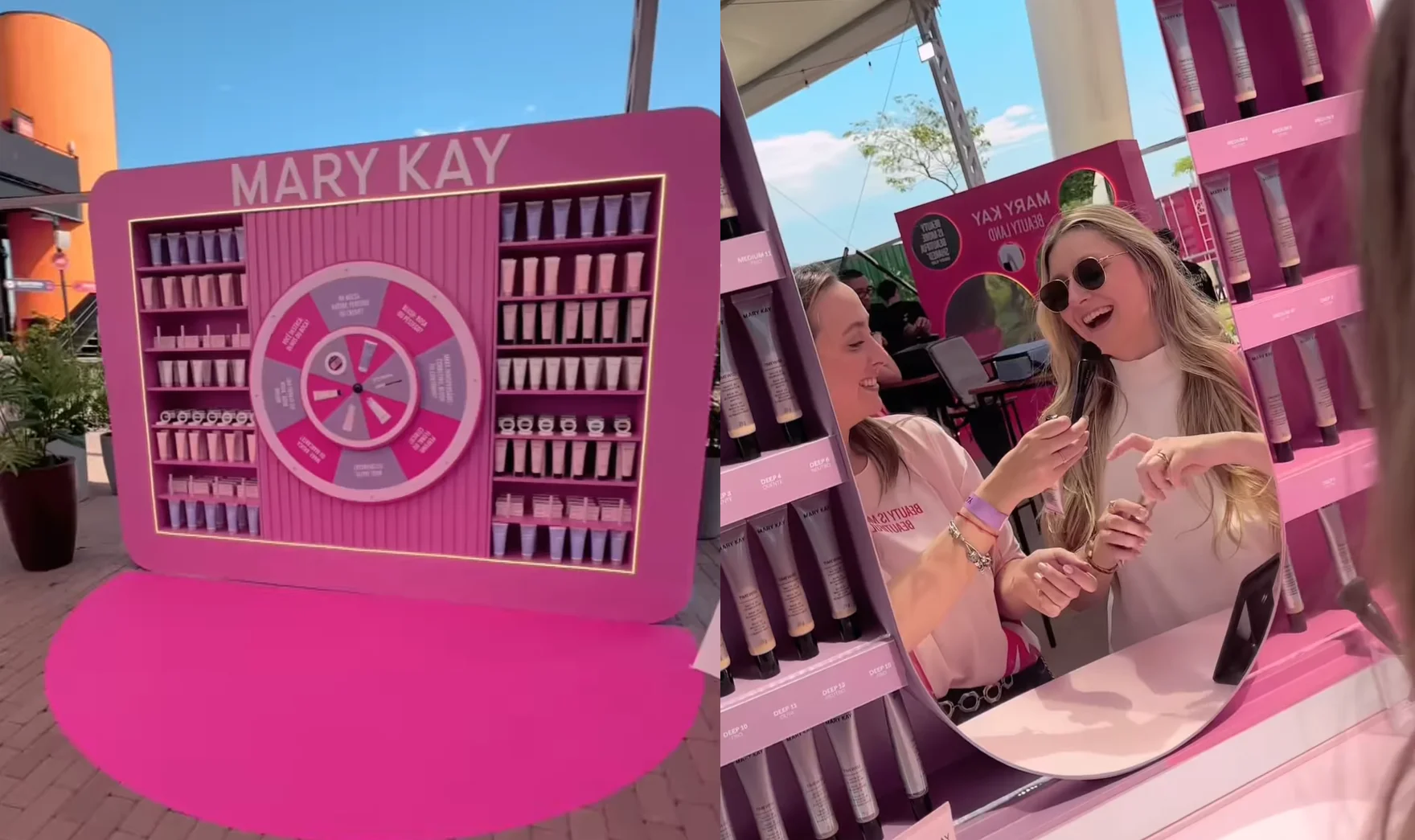 Ativação da Mary Kay Beauty Land com roleta e produtos