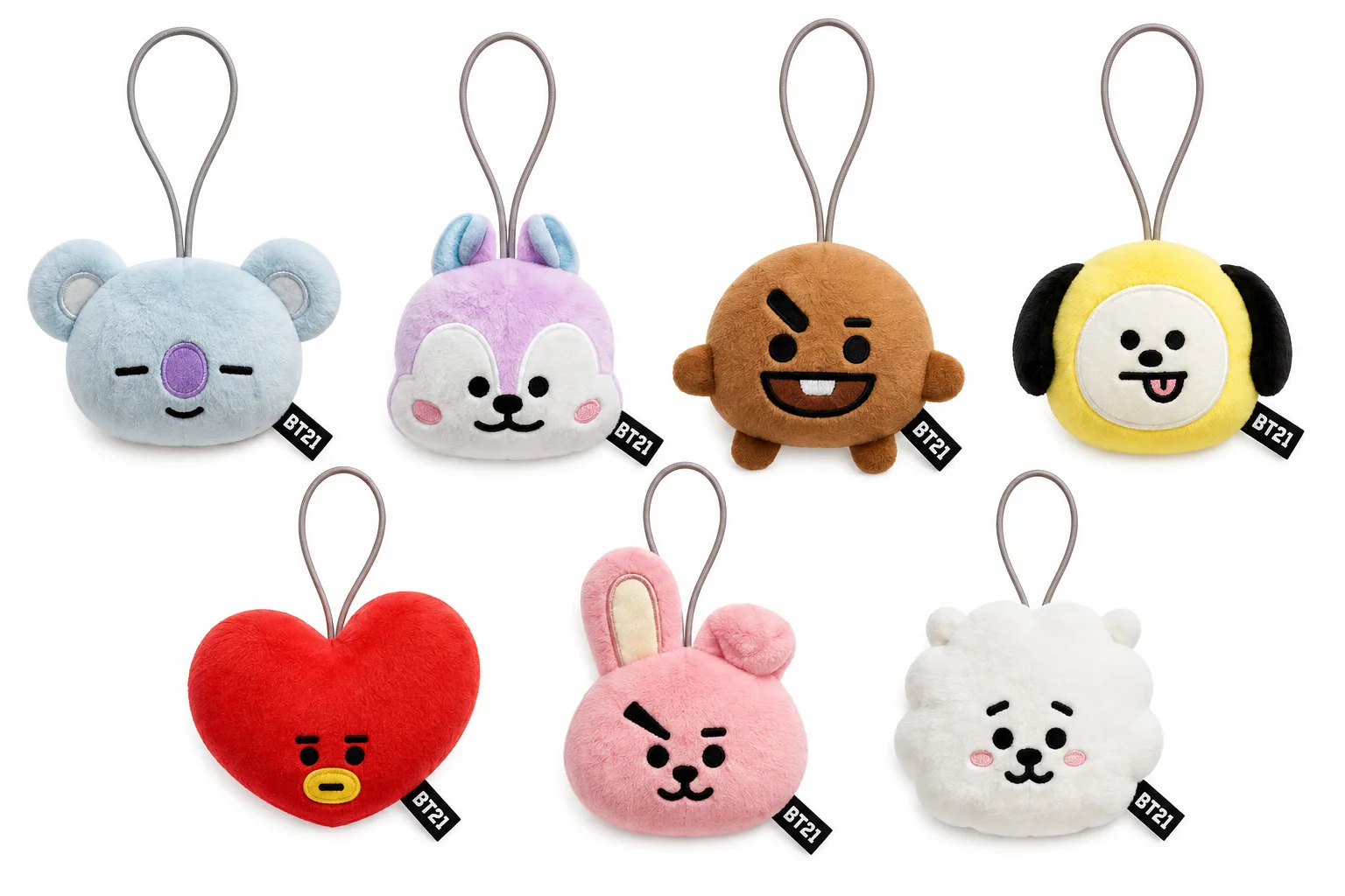 Colecionáveis BT21 do MiniMark em fundo branco.