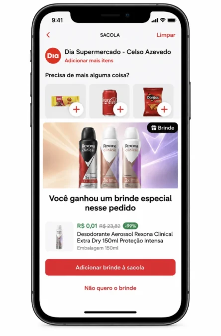 iFood exibe brinde de Rexona Clinical no checkout