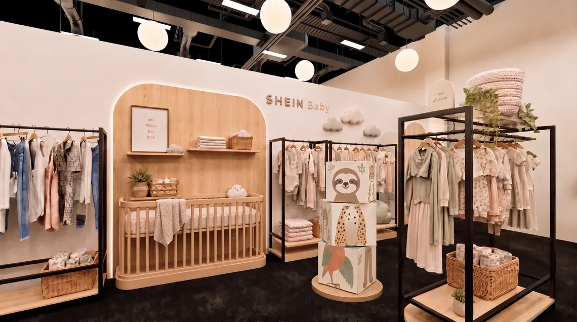 Área infantil da SHEIN com roupas para bebês.