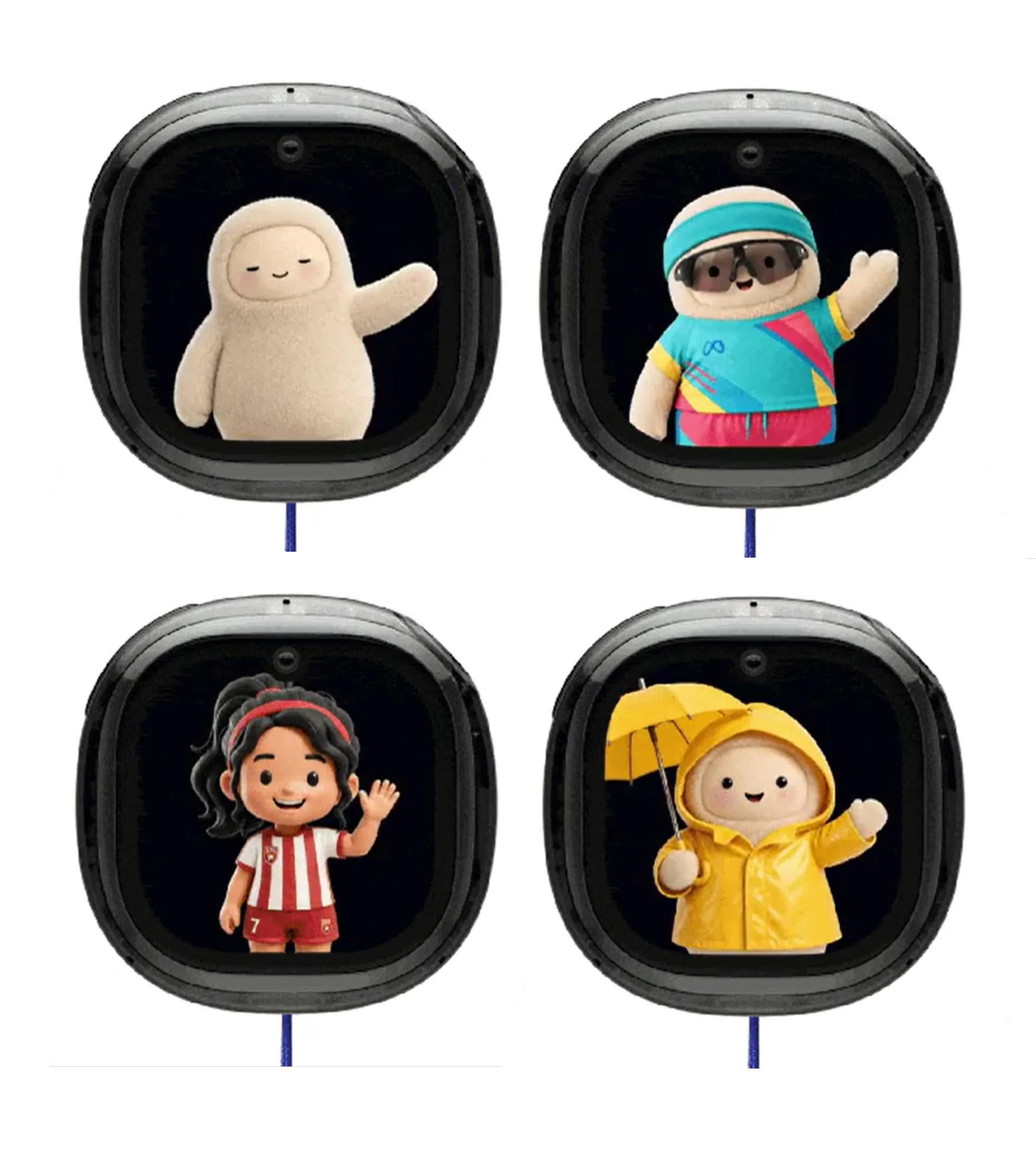 Muse Charm exibindo diferentes personagens virtuais na tela.