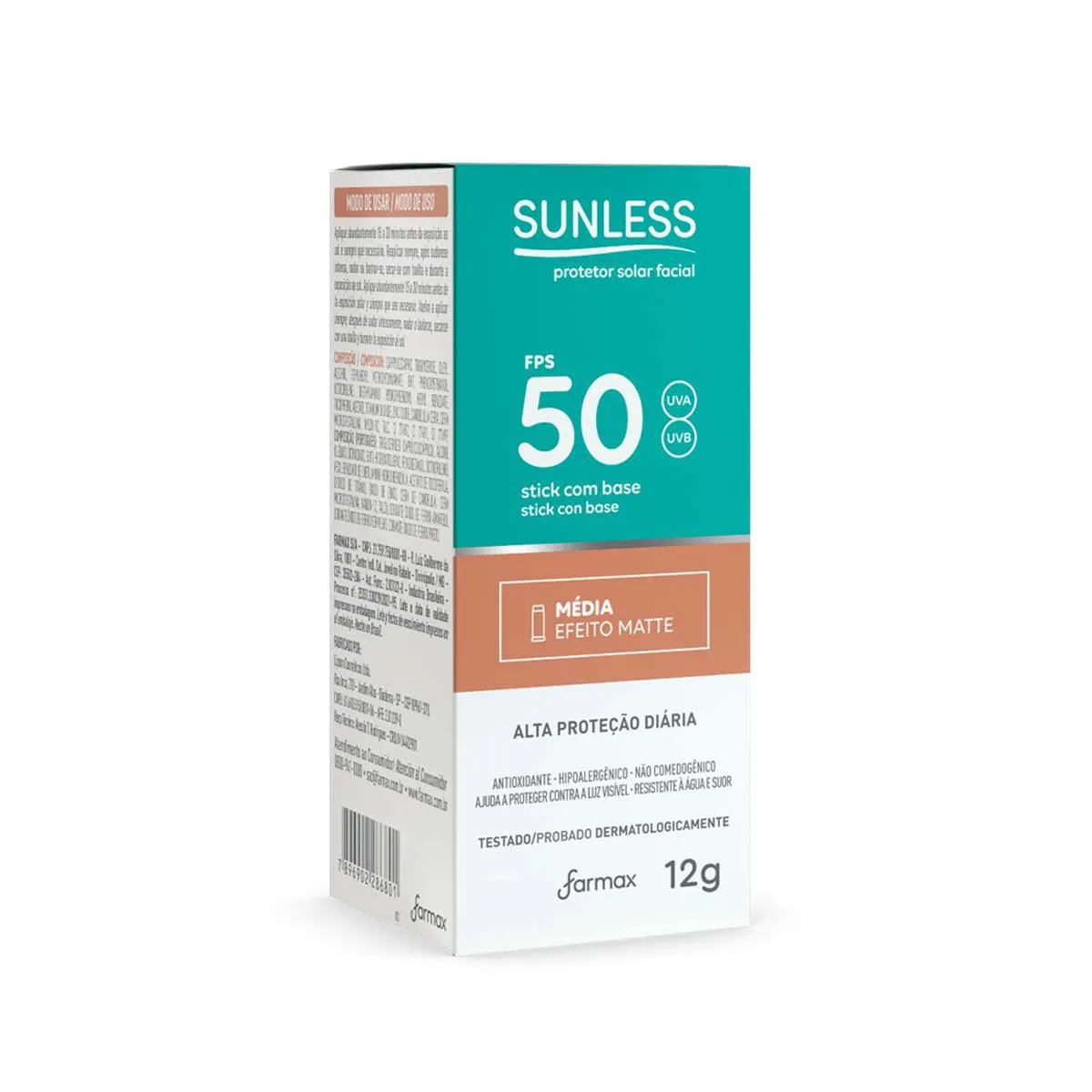 Protetor Solar Stick com Base Sunless FPS 50.
