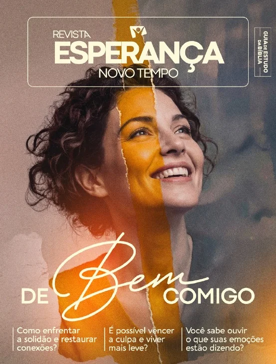 Capa da revista “De Bem Comigo”, da Novo Tempo, com o retrato de uma mulher sorrindo