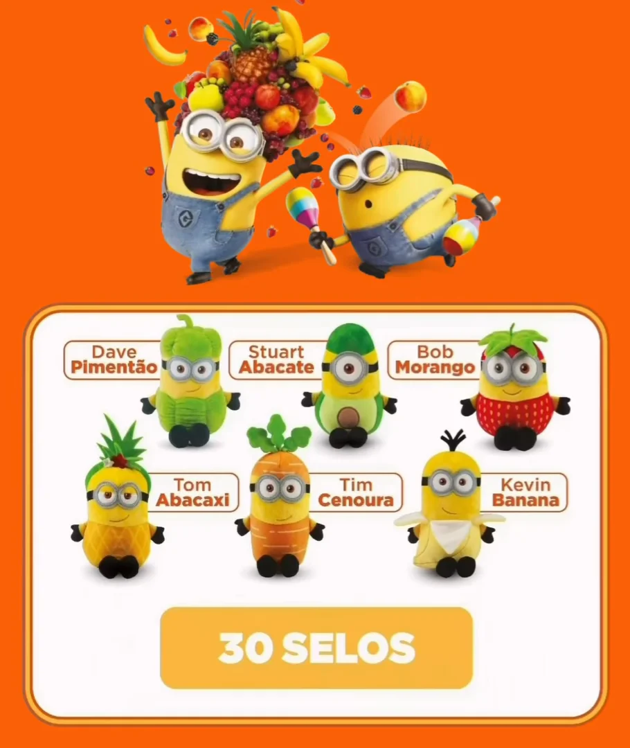 Coleção de seis pelúcias dos Minions Market Mania.