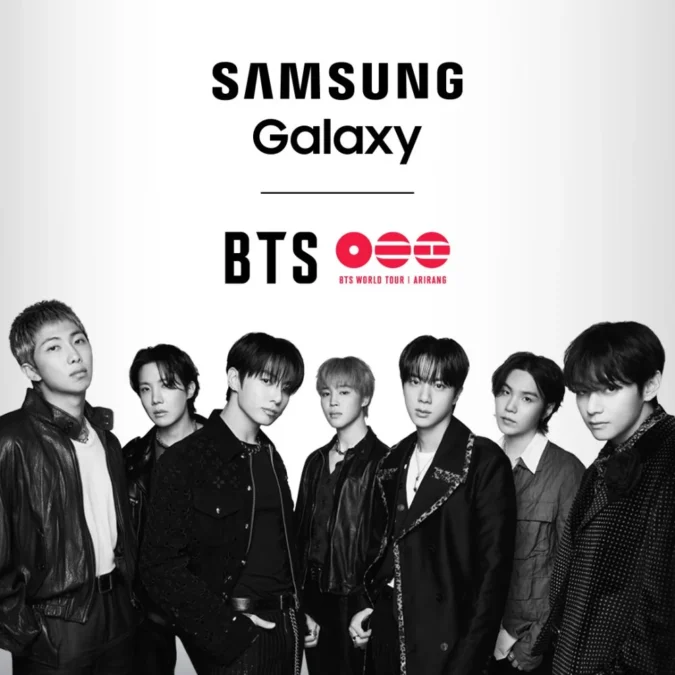 Integrantes do BTS em imagem oficial da parceria com a Samsung Galaxy.