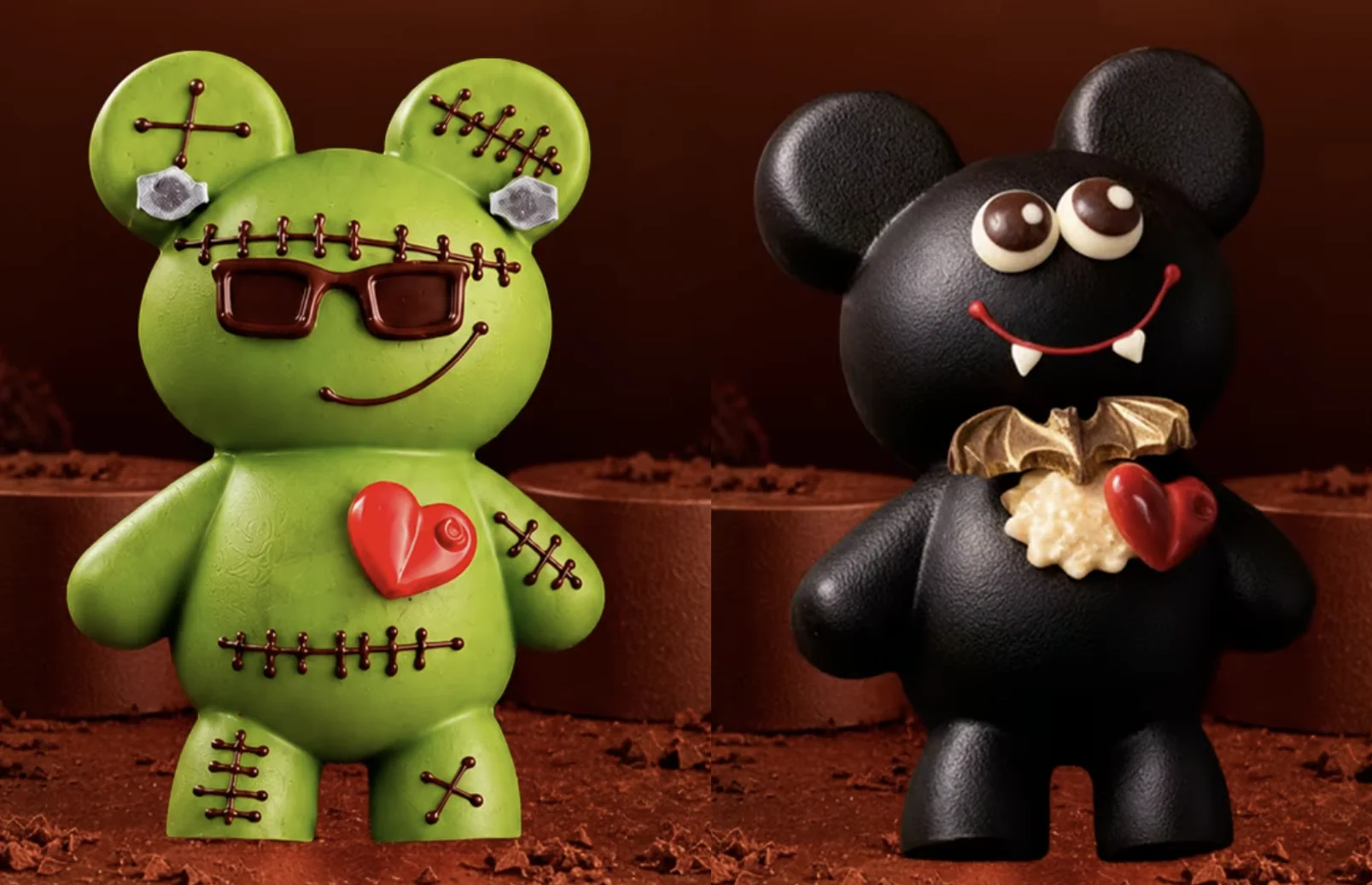 Ursinhos de chocolate inspirados em Frankenstein e vampiro da coleção Kawaii Monsters.