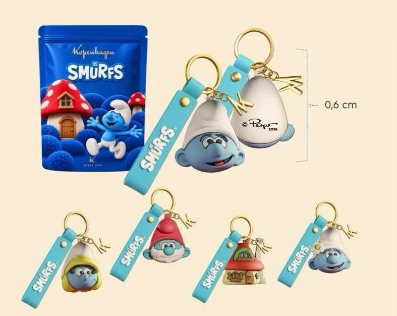Chaveiros colecionáveis dos Smurfs da Kopenhagen