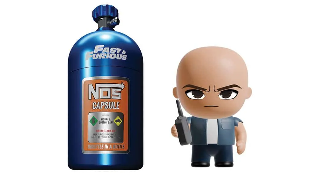 Cápsula NOS azul e miniatura de Dominic Toretto da coleção Velozes e Furiosos lançada pela PMI em 2026.