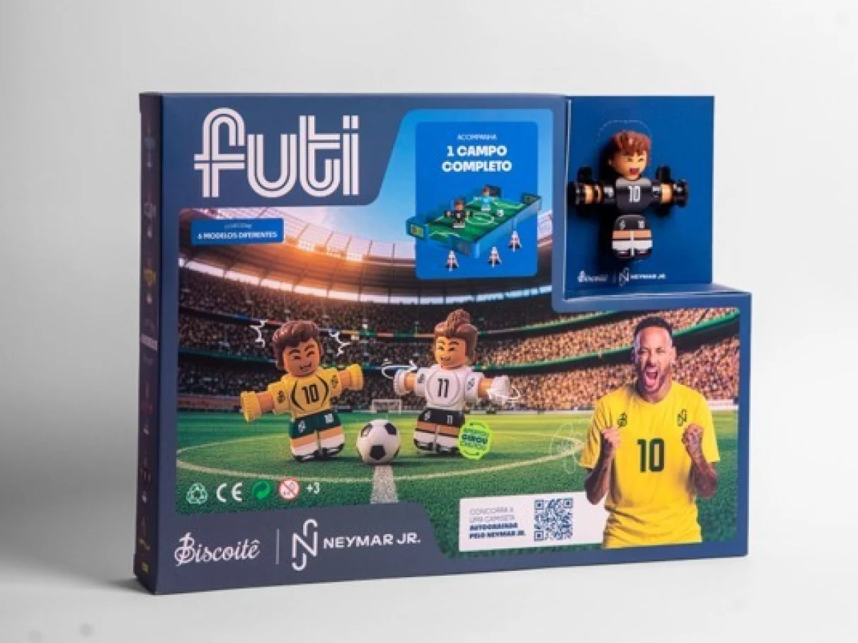 Futi Arena da Biscoitê com mini campo e boneco inspirado em Neymar Jr.