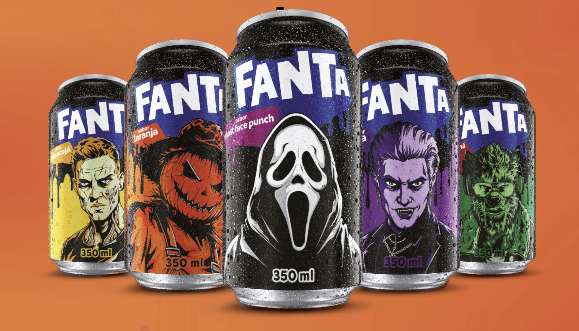 Latas temáticas da Fanta para o Halloween 2026
