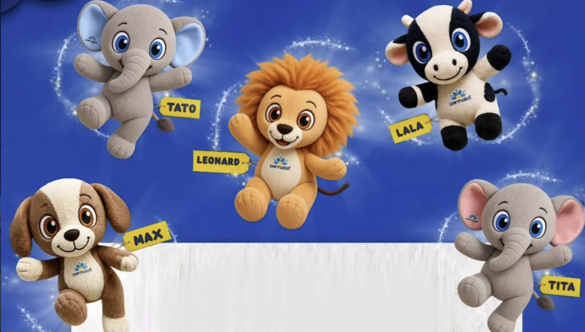 Tato, Tita, Leonard, Lala e Max da coleção Parmalat