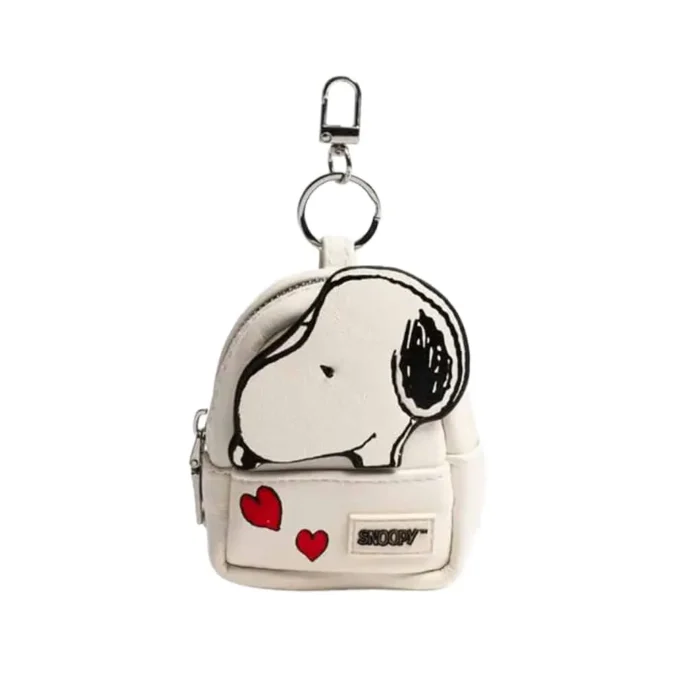 Mini bag branca do Snoopy com corações vermelhos da Todomoda.