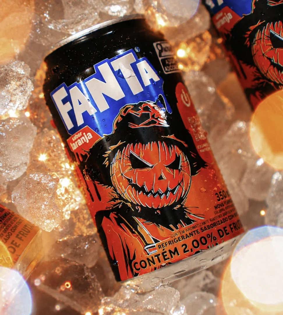 Lata temática de Halloween da Fanta sabor laranja
