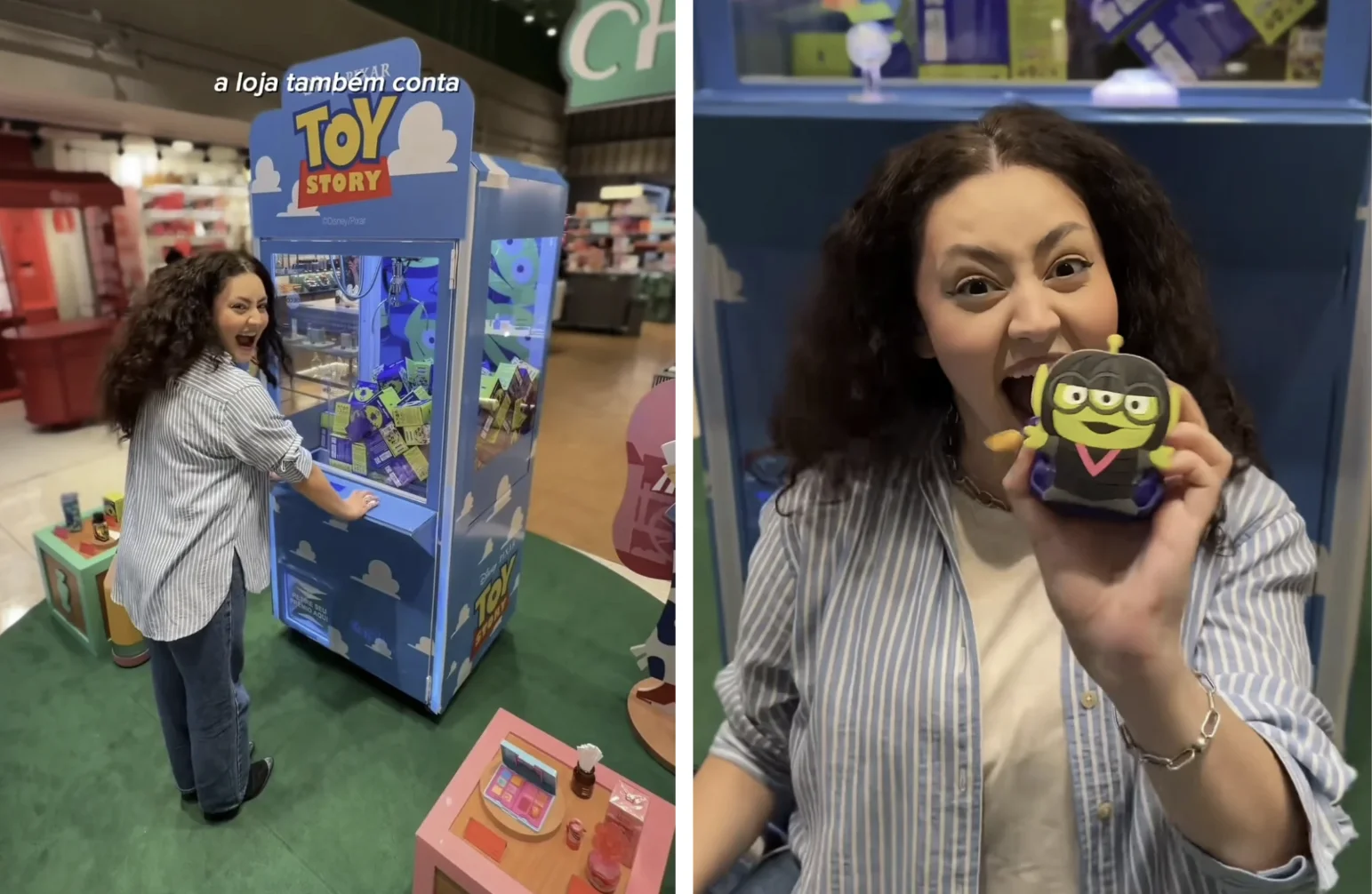 Máquina de garra de Toy Story em experiência de O Boticário