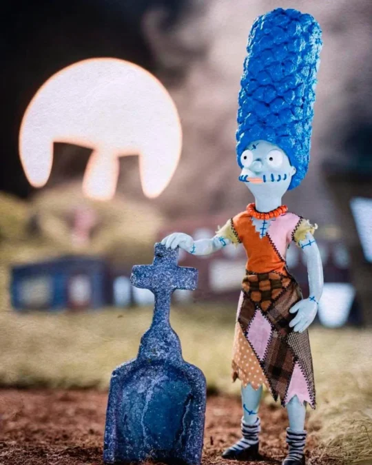 Marge Simpson caracterizada como Sally de O Estranho Mundo de Jack.