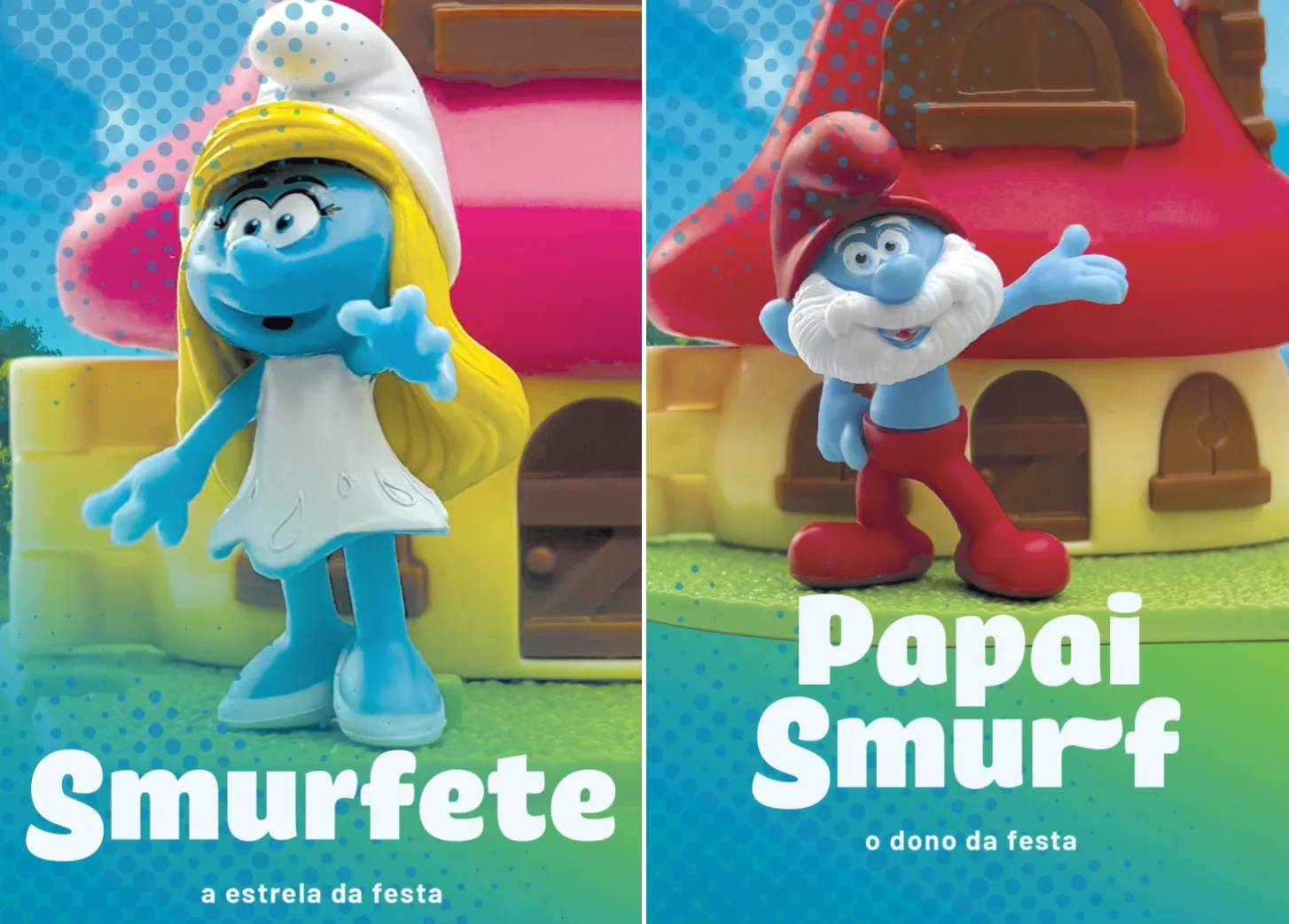 Smurfette e Papai Smurf da coleção dos Smurfs no Bob’s