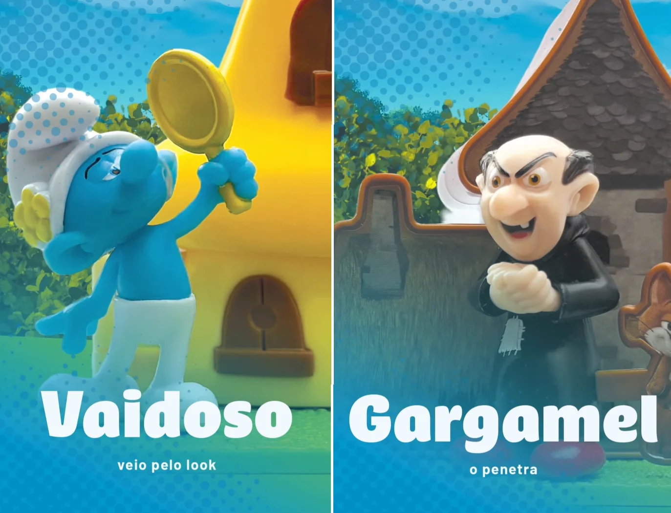 Vaidoso e Gargamel da coleção dos Smurfs no Bob’s