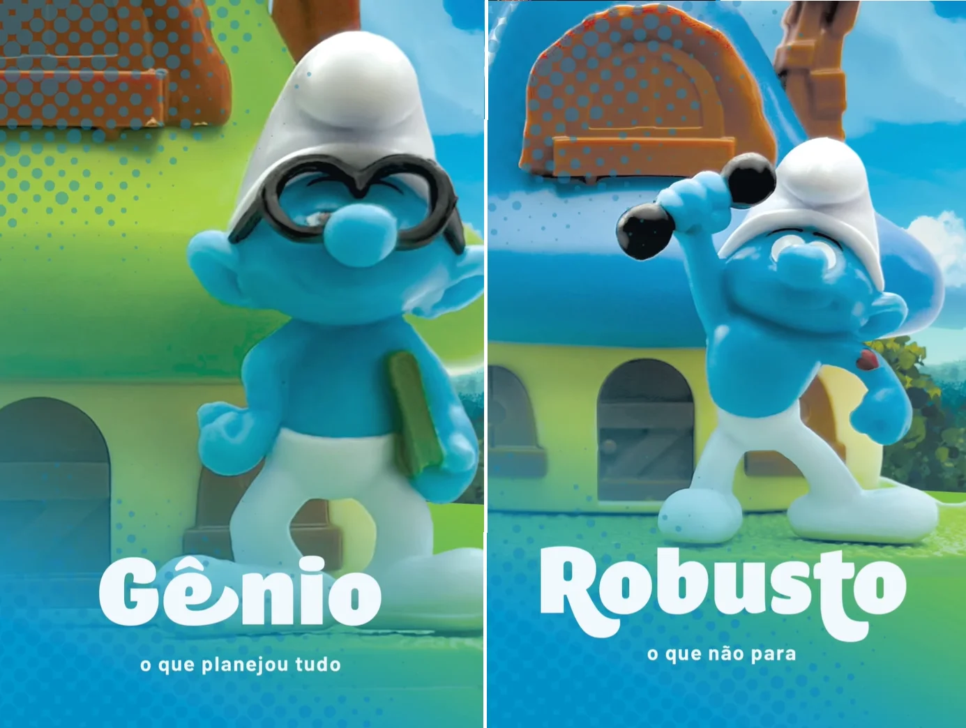 Gênio e Robusto da coleção dos Smurfs no Bob’s
